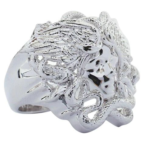 silver versace ring|Versace medusa ring for sale.